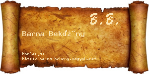 Barna Bekény névjegykártya